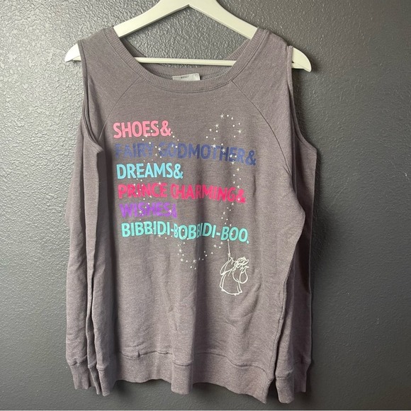 NWOT Disney Parks Cold Shoulder Sweater Gray Size Large - Picture 1 of 7